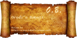 Orsós Babett névjegykártya